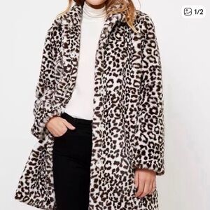 LOFT Animal Print Teddy Jacket